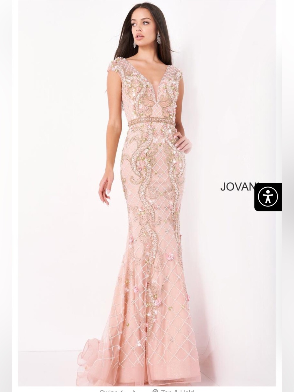 Jovani evening gown- pink beaded elegant evening gown